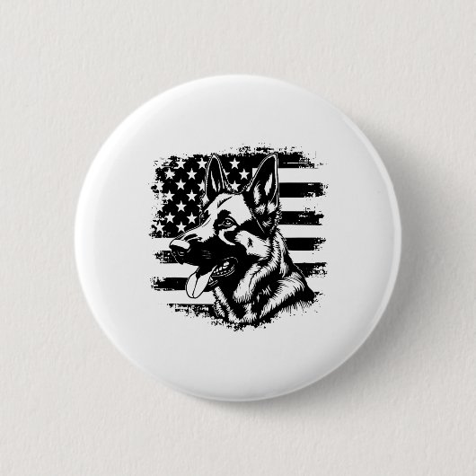 Duitse herder VS vlag Zonnebril Patriottische 4e v Ronde Button 5,7 Cm (Voorkant)