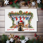 Duitse herder wachten op Kerstmis open haard