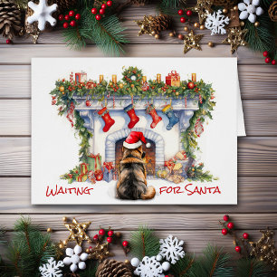 Duitse herder wachten op Kerstmis open haard