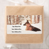 Duitse herder Waterverf in de winter Etiket (Insitu)