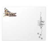 Duitse Herder Waterverf Monogram Gepersonaliseerd Notitieblok (Voorkant)