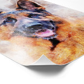 Duitse herder Waterverf portret 01 Foto Afdruk (Hoek)