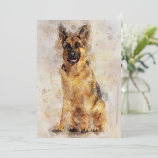 Duitse herder Waterverf portret 03 Bedankkaart (Staand voorkant)