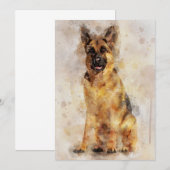 Duitse herder Waterverf portret 03 Bedankkaart (Voorkant / Achterkant)