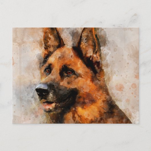 Duitse herder Waterverf portret 04 Briefkaart (Voorkant)