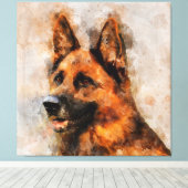 Duitse herder Waterverf portret 04 Canvas Afdruk (Insitu (Houten vloer))