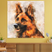 Duitse herder Waterverf portret 04 Canvas Afdruk (Insitu (Woonkamer))