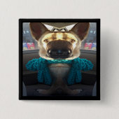 Duitse herder weerspiegelde vervorming vierkante button 5,1 cm (Voorkant)