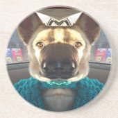 Duitse herder weerspiegelde vervorming zandsteen onderzetter (Voorkant)