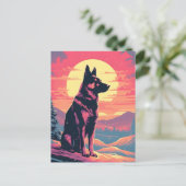 Duitse herder winter bergbos tijdens de zon briefkaart (Staand voorkant)