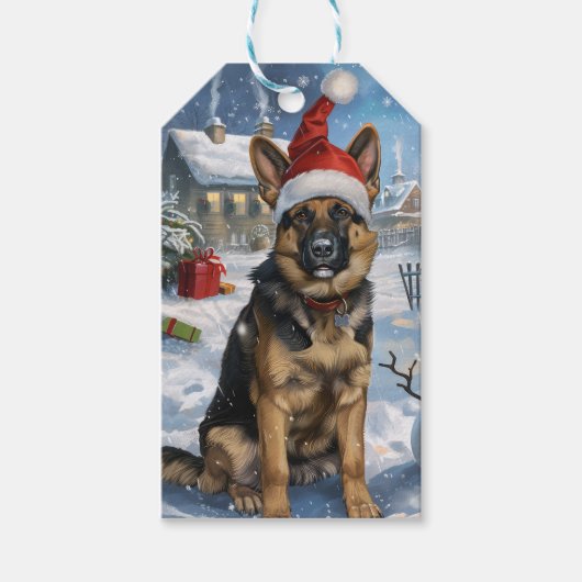 Duitse herder Winter Wonderland Christmas Joy Cadeaulabel (Voorkant)