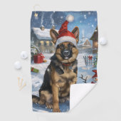 Duitse herder Winter Wonderland Christmas Joy Golfhanddoek (Insitu)