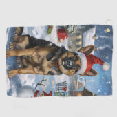 Duitse herder Winter Wonderland Christmas Joy Golfhanddoek (Horizontaal)