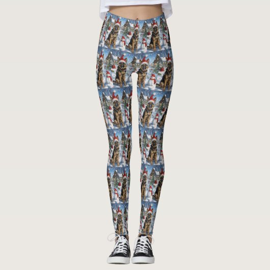 Duitse herder Winter Wonderland Christmas Joy Leggings (Voorkant)