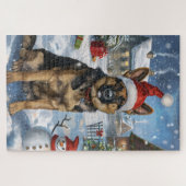 Duitse herder Winter Wonderland Christmas Joy Legpuzzel (Horizontaal)