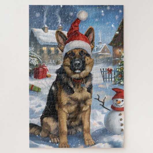 Duitse herder Winter Wonderland Christmas Joy Legpuzzel (Verticaal)