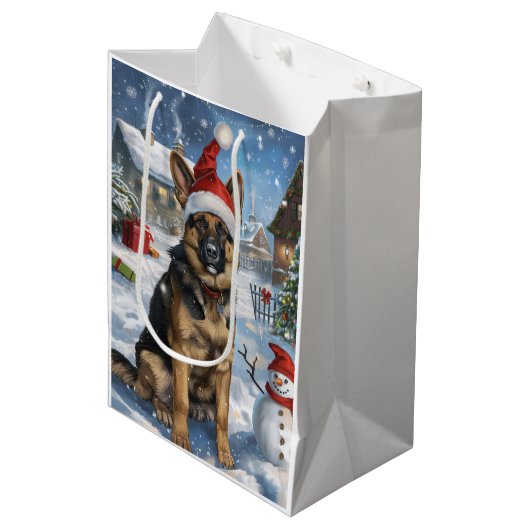 Duitse herder Winter Wonderland Christmas Joy Medium Cadeauzakje (Voorkant Gekanteld)