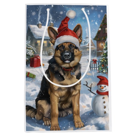 Duitse herder Winter Wonderland Christmas Joy Medium Cadeauzakje (Voorkant)
