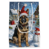 Duitse herder Winter Wonderland Christmas Joy Medium Cadeauzakje (Achterkant)