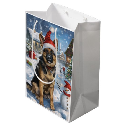Duitse herder Winter Wonderland Christmas Joy Medium Cadeauzakje (Achterkant Gekanteld)
