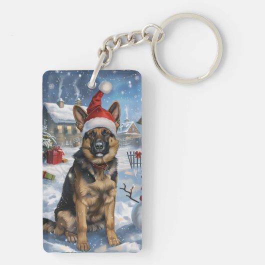 Duitse herder Winter Wonderland Christmas Joy Sleutelhanger (achterkant)