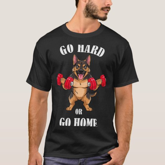 Duitse herder workout Hanteert halters gewichtheff T-shirt (Voorkant)