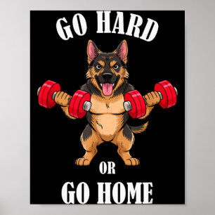 Duitse Herder Workout Hanteert Hantels Gewichtheff Poster