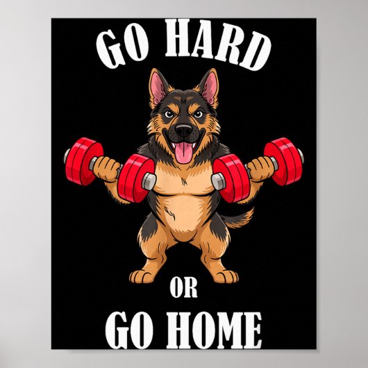 Duitse Herder Workout Hanteert Hantels Gewichtheff Poster (Voorkant)