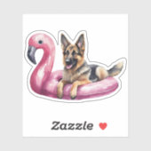 Duitse Herder Zomer Zwembad Floatie Waterverf Sticker (Vel)