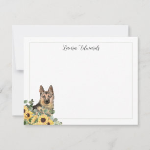 Duitse herder zonnebloem eucalyptus gepersonalisee notitiekaartje