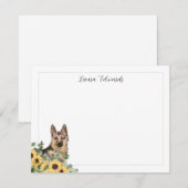 Duitse herder zonnebloem eucalyptus gepersonalisee notitiekaartje (Voorkant / Achterkant)