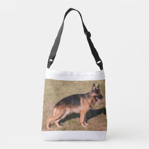Duitse herder zwart en bruin volledig crossbody tas