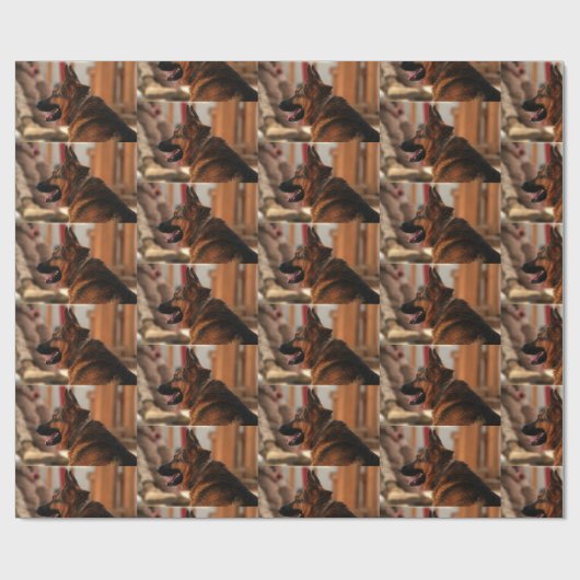 duitse herder zwart en rood cadeaupapier (Vlak)