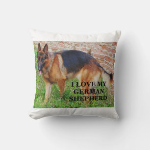 Duitse-herder-zwart en rood liefde w foto kussen