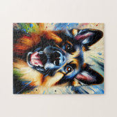 Duitse Herder Zwart en Tan Dog Acryl Print Legpuzzel (Horizontaal)