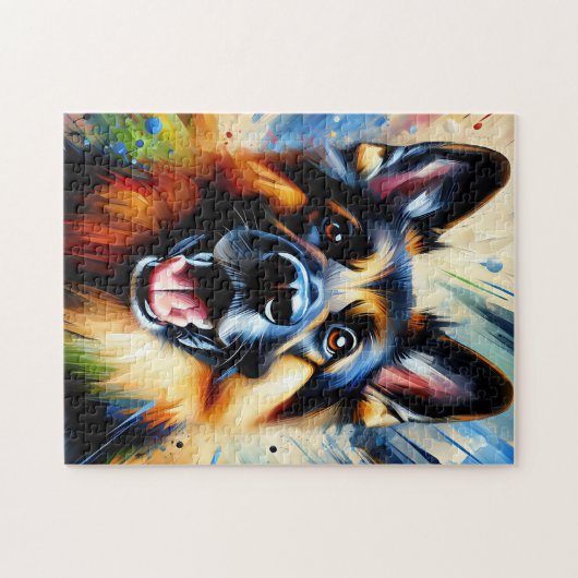 Duitse Herder Zwart en Tan Dog Acryl Print Legpuzzel (Horizontaal)