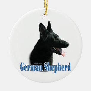 Duitse Herder (zwart) Naam Keramisch Ornament