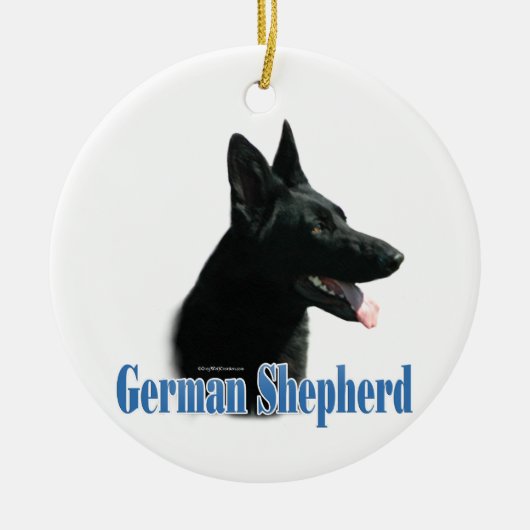 Duitse Herder (zwart) Naam Keramisch Ornament (Voorkant)