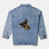 Duitse Herder (zwart/tan) Naam Denim Jacket (Achterkant)