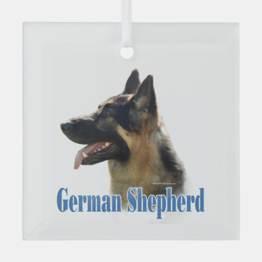 Duitse Herder (zwart/tan) Naam Glas Ornament (Voorkant)
