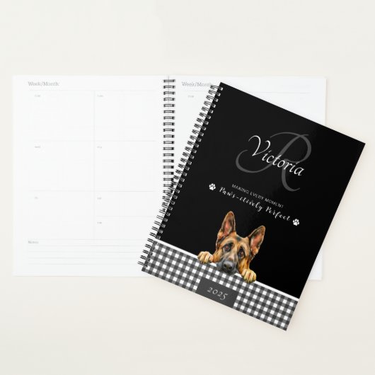 Duitse herder zwart wit geplakt Custom Planner (Display)