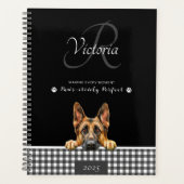 Duitse herder zwart wit geplakt Custom Planner (Voorkant)