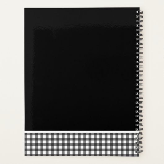 Duitse Herder Zwart Wit Gingham Custom Planner (Achterkant)