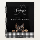 Duitse Herder Zwart Wit Gingham Custom Planner (Voorkant)