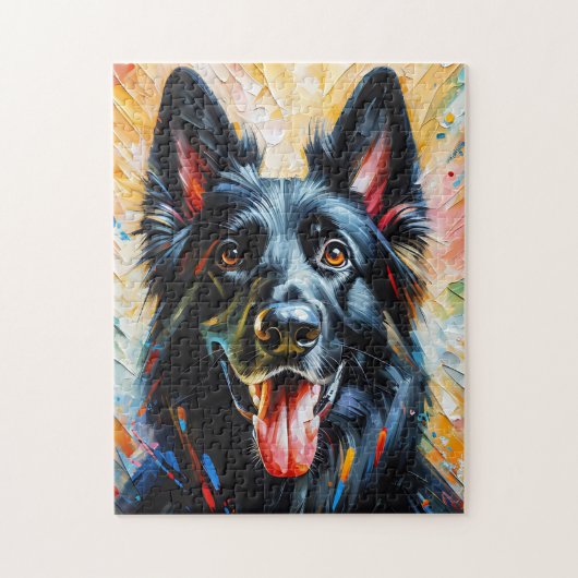 Duitse Herder Zwarte Hond Acryl Print Hondenliefhe Legpuzzel (Verticaal)
