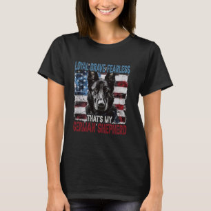 Duitse Herder Zwarte Hond Papa Patriottisch Amerik T-shirt