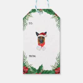 Duitse herderdenfilialen groen kerstfeest cadeaulabel