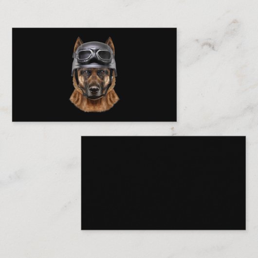 Duitse herderhond , fietser in motorrijwiel helmet visitekaartje (Voorkant / Achterkant)