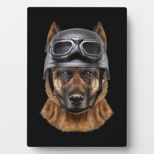 duitse herderhond helmet gift voor motorrijder fotoplaat