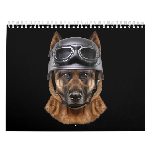 duitse herderhond helmet gift voor motorrijder kalender (Hoes)